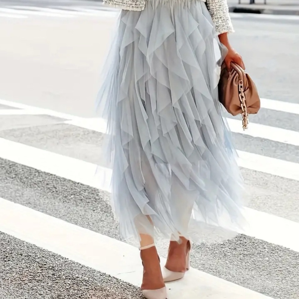 Elegant Gray Maxi Skirt